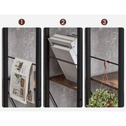 Reol - bogreol i industrielt design - rustik brun 74x30x150