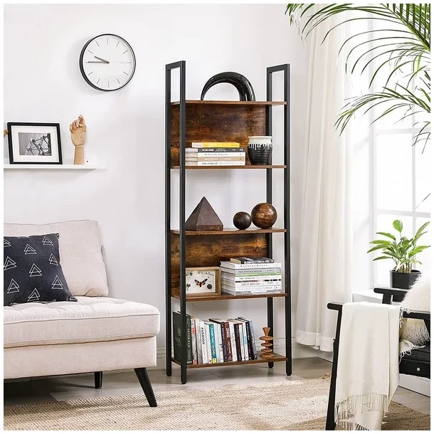 Reol - bogreol i industrielt design - rustik brun 165 x 62 x 24