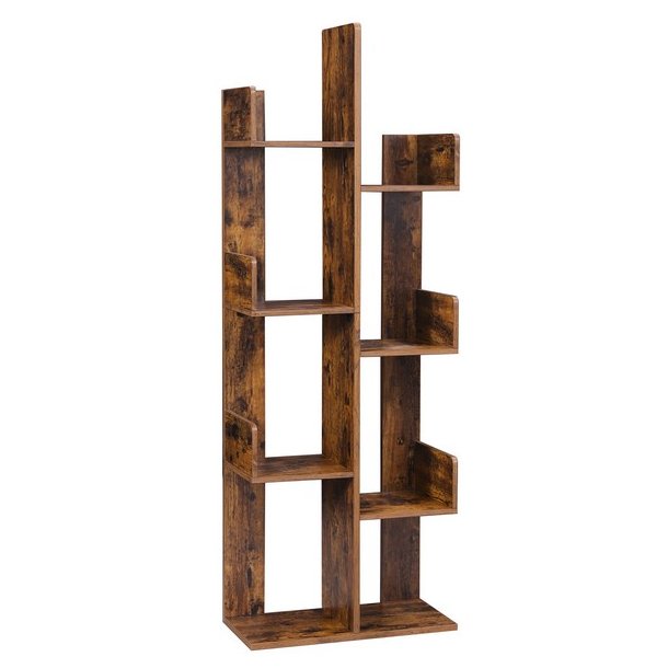 Reol - bogreol i industrielt design - rustik brun 140 x 50 x 25