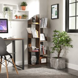 Reol - bogreol i industrielt design - rustik brun 140 x 50 x 25