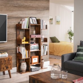 Reol - bogreol i industrielt design - rustik brun 140 x 86 x 25