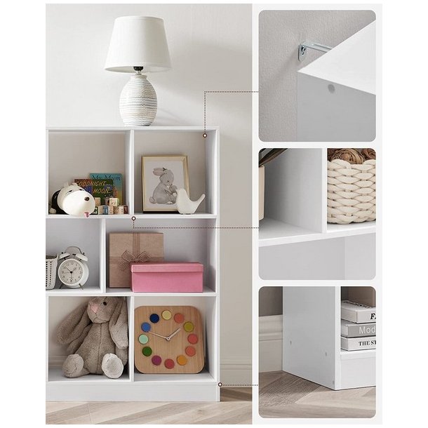 Rumdeler - fritst�ende bogreol - hvid reol 126x30x100