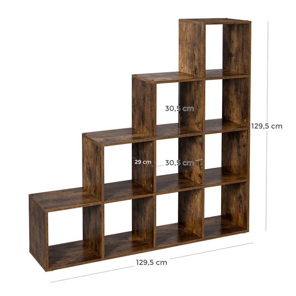 Rumdeler - fritst�ende bogreol i tr� - rustik brun 130 x 29 x 130