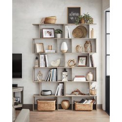 Reol - bogreol i industrielt design - gr� beige 190 x 24 x 70