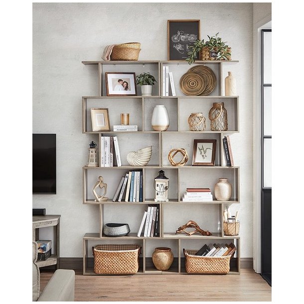 Reol - bogreol i industrielt design - gr� beige 190 x 24 x 70