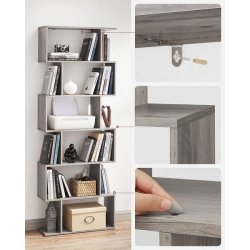 Reol - bogreol i industrielt design - gr� beige 190 x 24 x 70