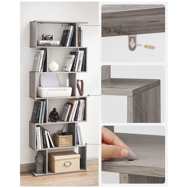 Reol - bogreol i industrielt design - gr� beige 190 x 24 x 70