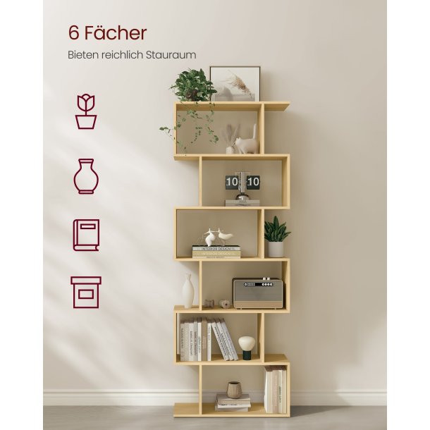 Reol - bogreol, gulvreol og rumdeler - brun 190 x 24 x 70