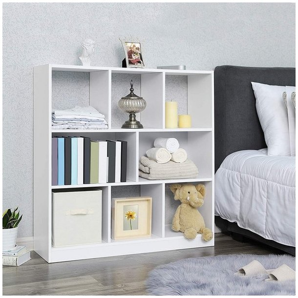 Bogreol - fritstende rumdeler i tr - hvid 98 x 30 x 100