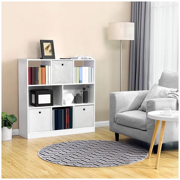 Bogreol - fritstende rumdeler i tr - hvid 98 x 30 x 100