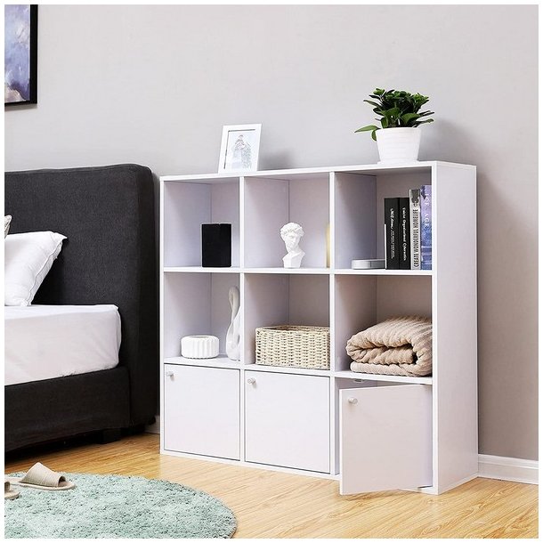 Bogreol - fritstende rumdeler i tr - hvid 98 x 30 x 98