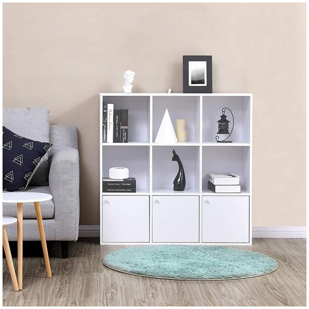 Bogreol - fritstende rumdeler i tr - hvid 98 x 30 x 98