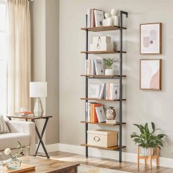 V�gh�ngt reol i industrielt design - rustik brun gulvreol 205x60x30