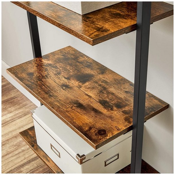 V�gh�ngt reol i industrielt design - rustik brun gulvreol 205x60x30