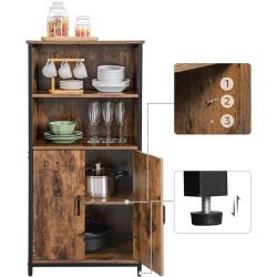 Reol - gulvreol med 2 hylder og skab - rustik brun 60x35x125