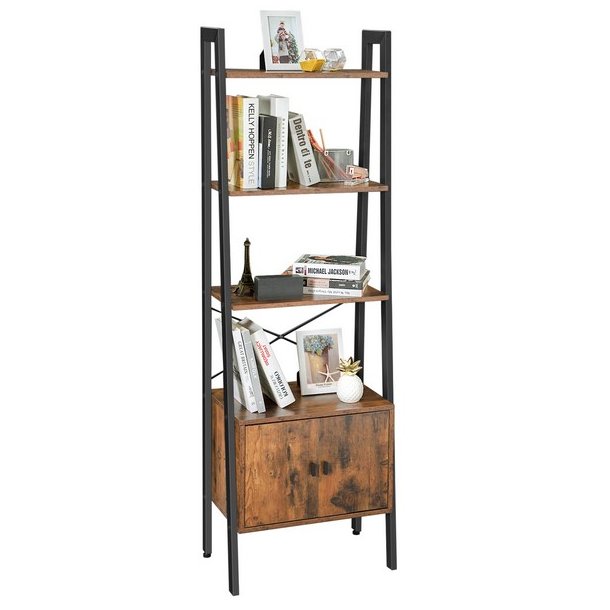 Reol - stigereol i industrielt design - rustik brun 173 x 56 x 34