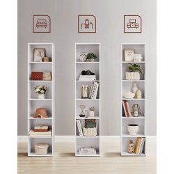 Bogreol - gulvreol og stuereol - hvid reol 40 x 24 x 178,5 cm