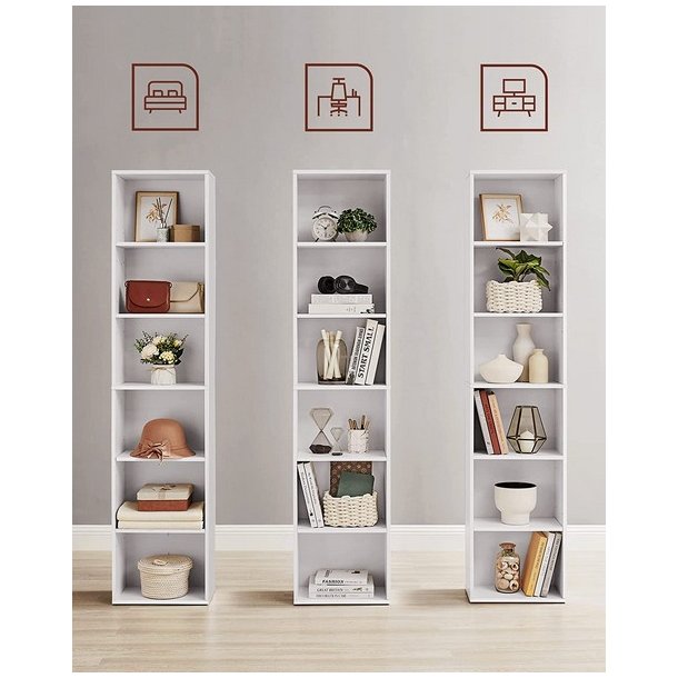 Bogreol - gulvreol og stuereol - hvid reol 40 x 24 x 178,5 cm