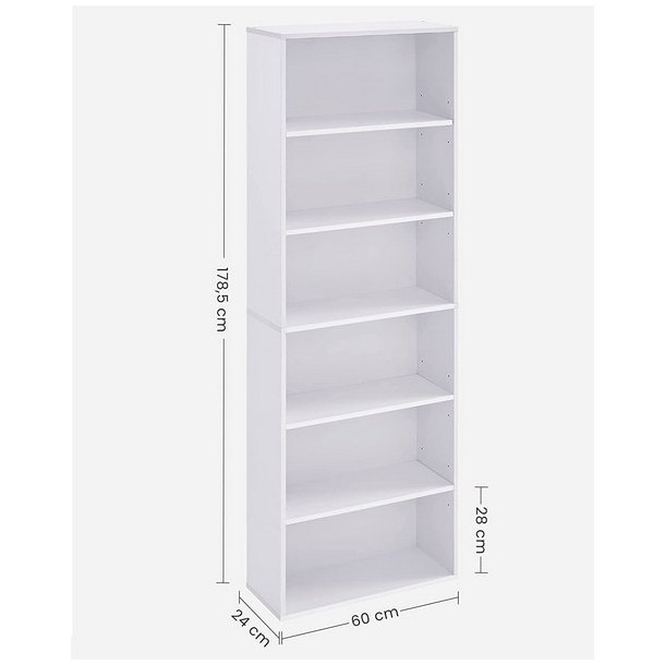 Bogreol - gulvreol og stuereol - hvid reol 60 x 24 x 178,5 cm