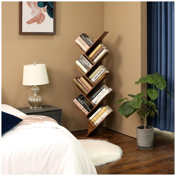 Reol med hylder til b�ger - bogreol - rustik brun 50 x 25 x 142