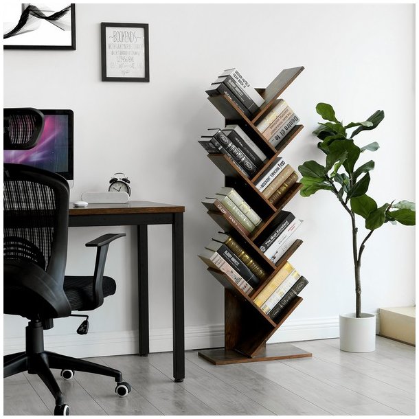 Reol med hylder til b�ger - bogreol - rustik brun 50 x 25 x 142