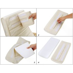 Gyngestol i birketr med justerbar fodsttte - beige stof