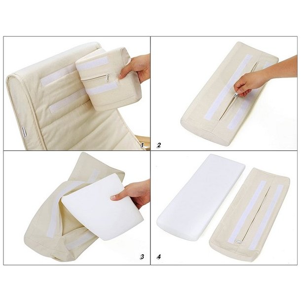 Gyngestol i birketr med justerbar fodsttte - beige stof