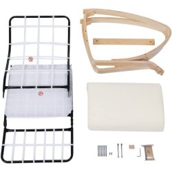 Gyngestol i birketr med justerbar fodsttte - beige stof