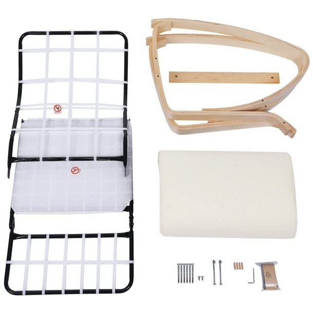 Gyngestol i birketr med justerbar fodsttte - beige stof