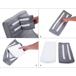 Gyngestol i birketr med justerbar fodsttte - gr bomuld stof