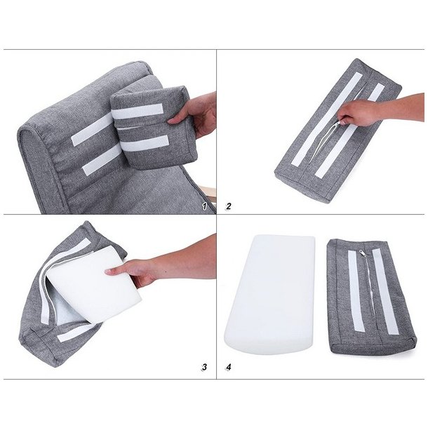 Gyngestol i birketr med justerbar fodsttte - gr bomuld stof