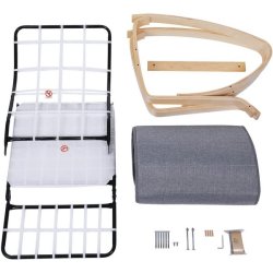 Gyngestol i birketr med justerbar fodsttte - gr bomuld stof