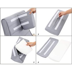 Gyngestol i birketr� med justerbar fodst�tte - lysegr� stof