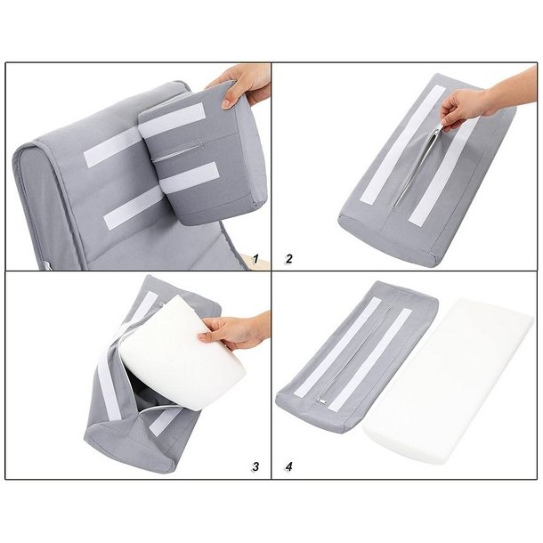 Gyngestol i birketr med justerbar fodsttte - lysegr stof