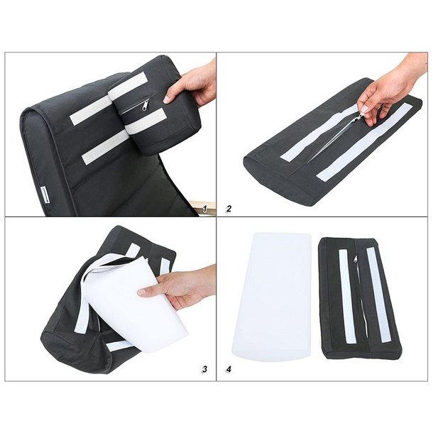 Gyngestol i birketr med justerbar fodsttte - mrkegr stof