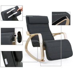 Gyngestol i birketr med justerbar fodsttte - mrkegr stof