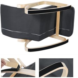 Gyngestol i birketr med justerbar fodsttte - mrkegr stof