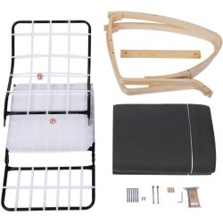 Gyngestol i birketr med justerbar fodsttte - mrkegr stof