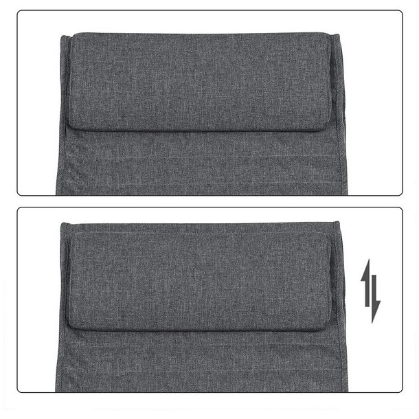 Gyngestol i birketr� med justerbar fodst�tte - m�rkegr� stof