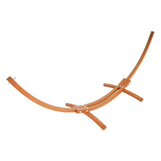 Hngekje med gr stof og stativ - hngekjestativ i brun tr