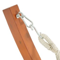 Hngekje med gr stof og stativ - hngekjestativ i brun tr