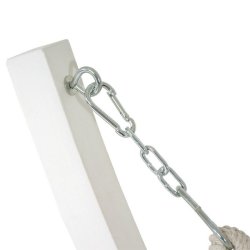 Hngekje med gr stof og stativ - hngekjestativ i hvid tr