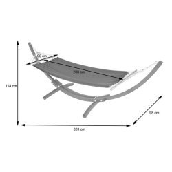 Hngekje med gr stof og stativ - hngekjestativ i hvid tr