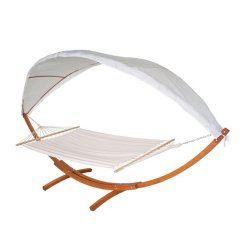 Hngekjestativ med hngekje til 2, creme solsejl og brunt stel