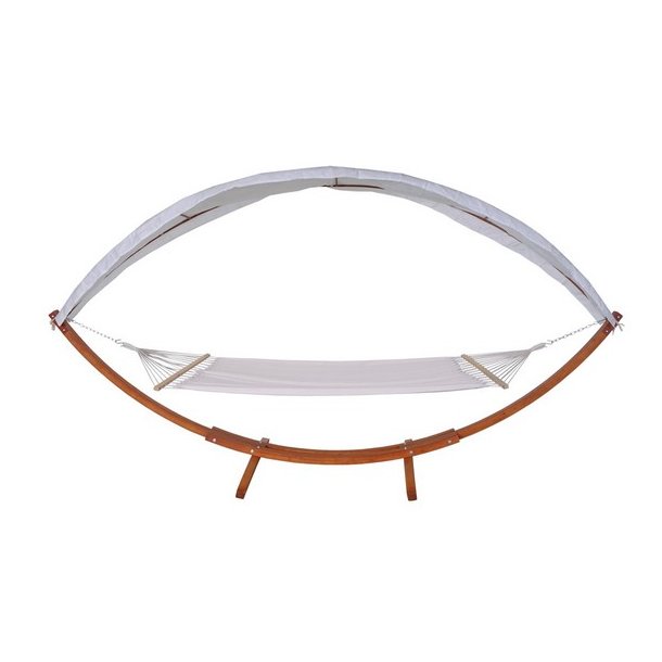 Hngekjestativ med hngekje til 2, creme solsejl og brunt stel