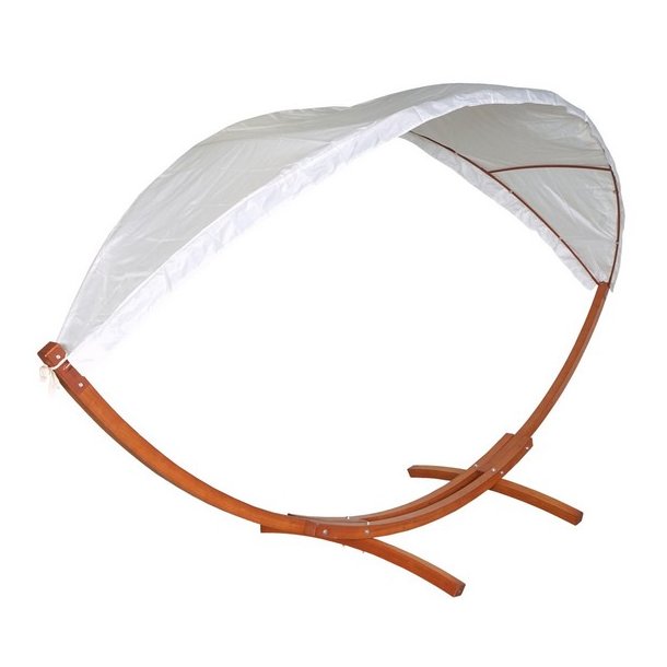 Hngekjestativ med hngekje til 2, creme solsejl og brunt stel