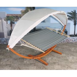 Hngekjestativ med hngekje til 2, gr solsejl og brunt stel