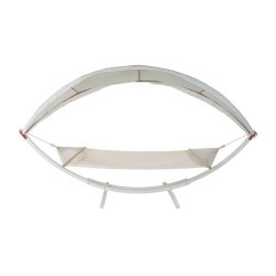 Hngekjestativ med hngekje til 2, creme solsejl og hvidt stel