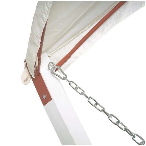 Hngekjestativ med hngekje til 2, creme solsejl og hvidt stel