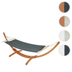 Hngekje med gr stof og stativ - hngekjestativ i brun tr